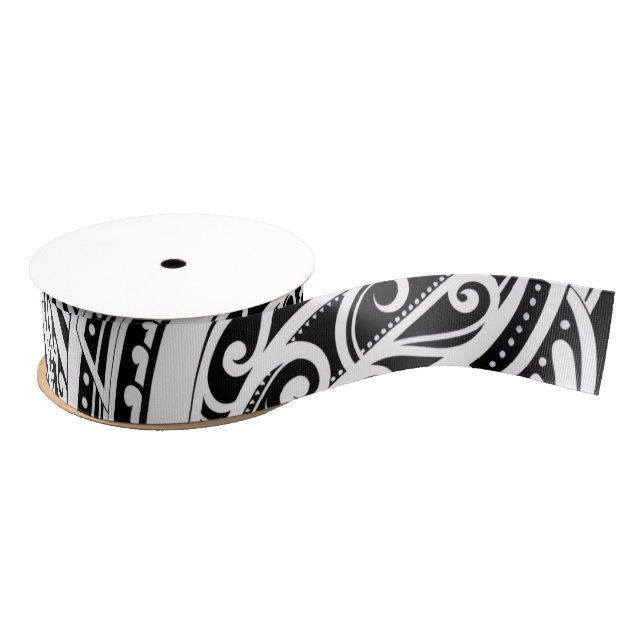 NZKULTURE unique Māori design  Grosgrain Ribbon (Spool)