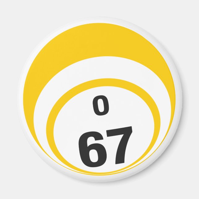 O 67 bingo ball fridge magnet (Front)