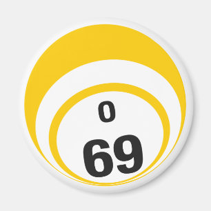 O 69 bingo ball fridge magnet