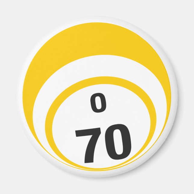 O 70 bingo ball fridge magnet (Front)