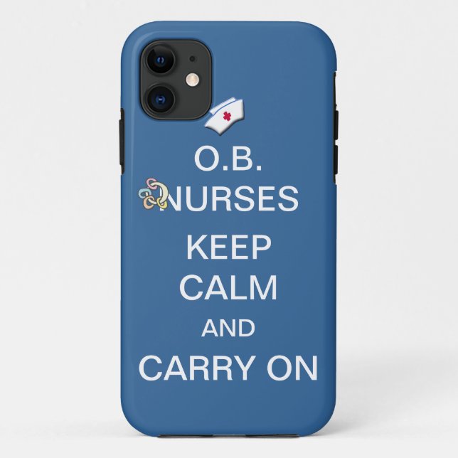 O.B. Nurses Keep Calm+Rattle /Summer Sky Blue Case-Mate iPhone Case (Back)