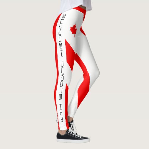 O Canada I Love You With Glowing Hearts Leggings