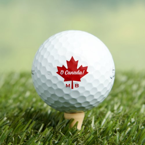 O Canada Red Maple Leaf Initialed Golf Balls