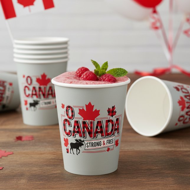 O Canada Strong & Free Moose ID1314 Paper Cups (Creator Uploaded)