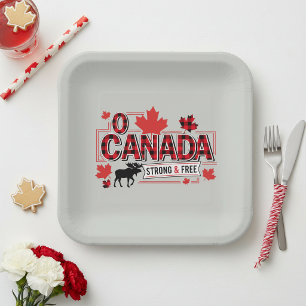 O Canada Strong & Free Moose ID1314 Paper Plates