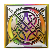 O Celtic Rainbow Custom Monogram Tile