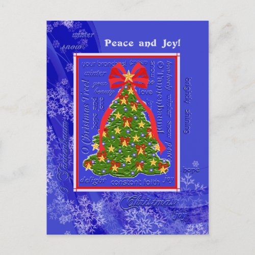 O Christmas Tree Lyrics Xmas Tree Snowflakes Holiday Postcard