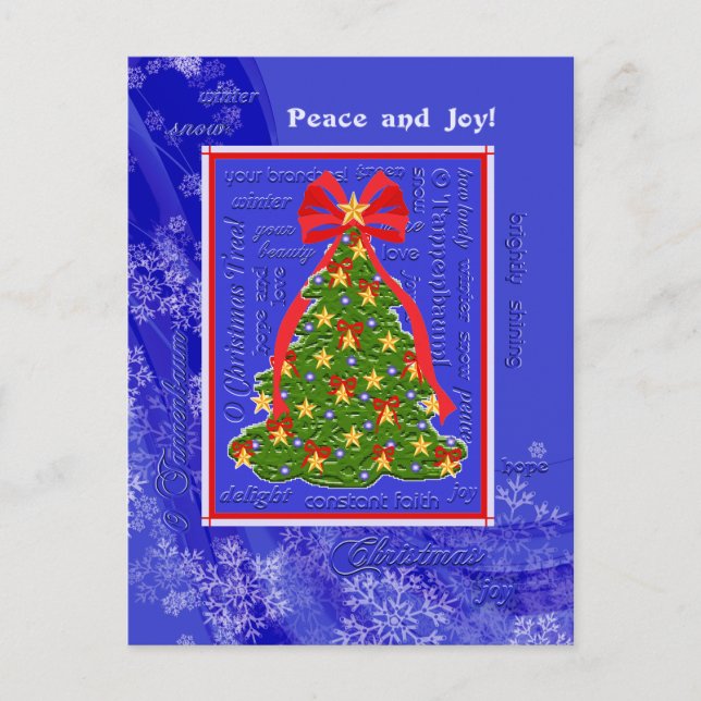 O Christmas Tree Lyrics Xmas Tree Snowflakes Holiday Postcard (Front)