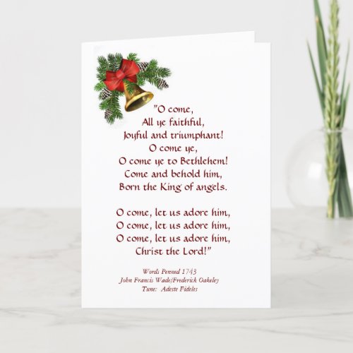 O Come All Ye Faithful Hymn Christmas Card