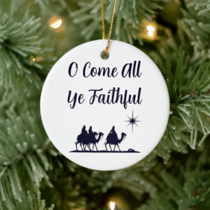 O Come All Ye Faithful Minimalist Ceramic Ornament