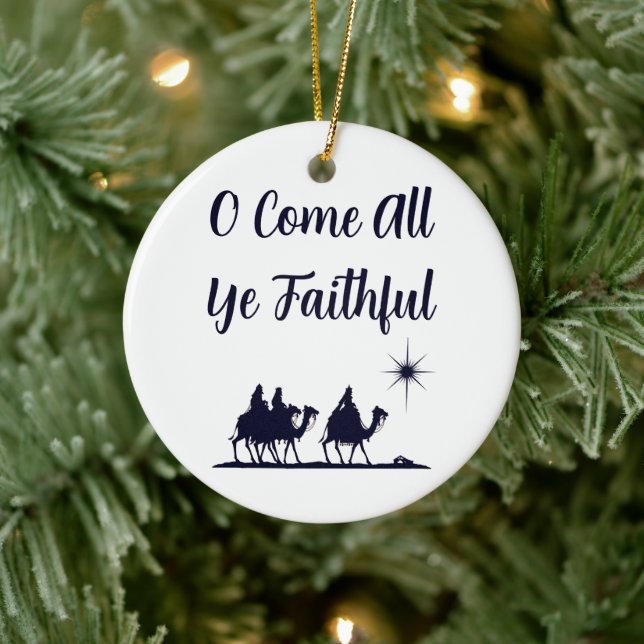 O Come All Ye Faithful Minimalist  Ceramic Ornament (Tree)