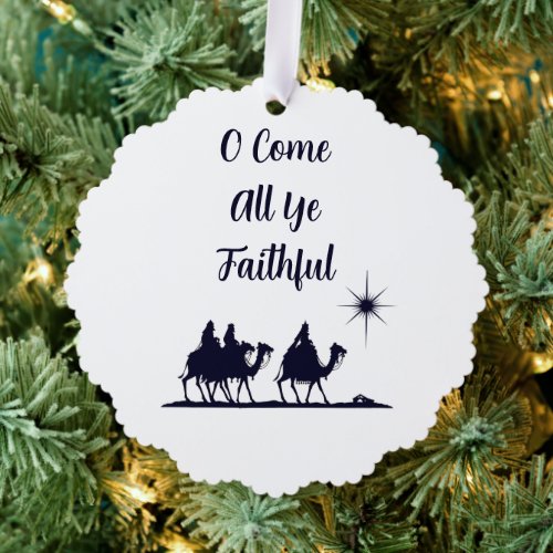 O Come All Ye Faithful Minimalist  Ornament Card