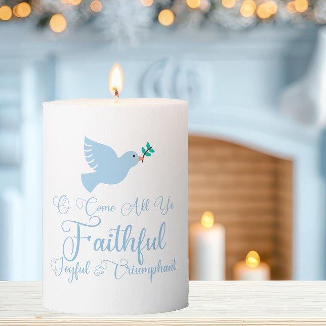 O Come All Ye Faithful Religious Christmas Dove Pillar Candle (Creator Uploaded)