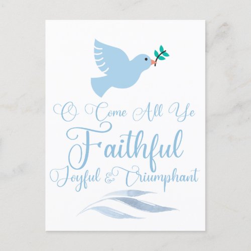 O Come All Ye Faithful Religious Christmas Dove Postcard