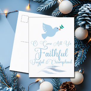 O Come All Ye Faithful Religious Christmas Dove Postcard