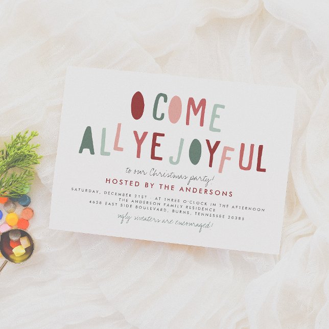 O Come All Ye Joyful | Cute Modern Christmas Party Holiday Card (Creator Uploaded)