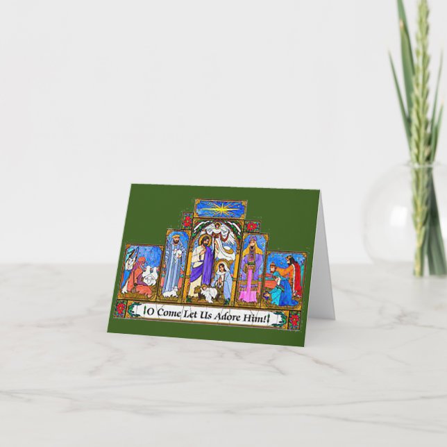 O Come Let Us Adore Him Christmas Card  (Front)