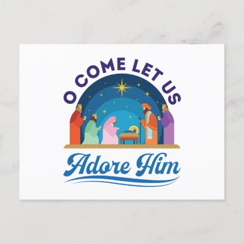 O Come Let Us Adore Him Christmas Christian Jesus Postcard
