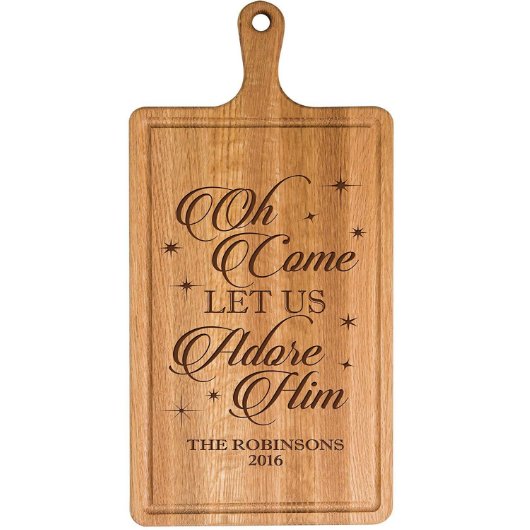 O Come Let Us Adore Him Christmas Cutting Board (Front)