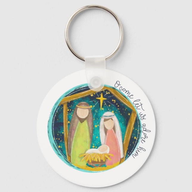 O Come Let Us Adore Him Keychain (Front)
