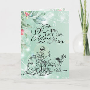O Come Let us Adore Him Three Wise Men Christmas Holiday Card