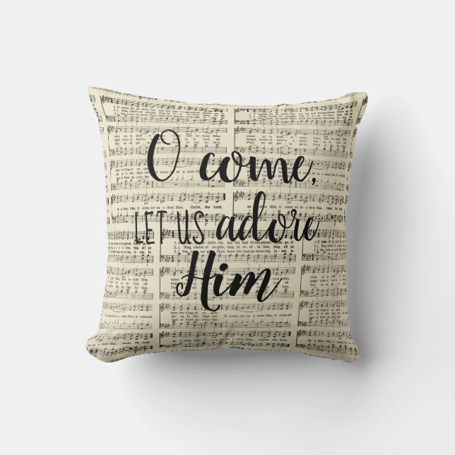 O Come, Let Us Adore Him Throw Pillow (Front)