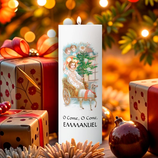 O Come, O Come, Emmanuel Advent 3"x8"' Pillar Candle (Creator Uploaded)