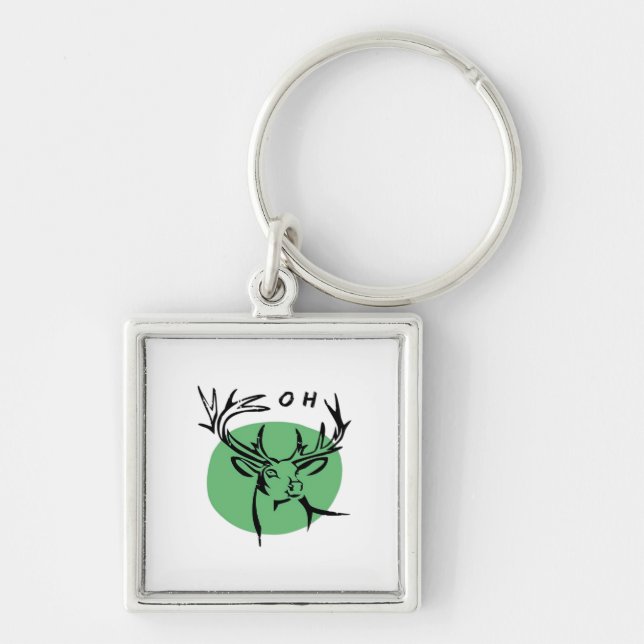 O Dear O Dear Green Minimal Modern Design  Keychain (Front)