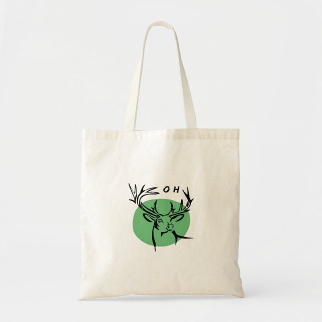 O Dear O Dear Green Minimal Modern Design Tote Bag (Front)