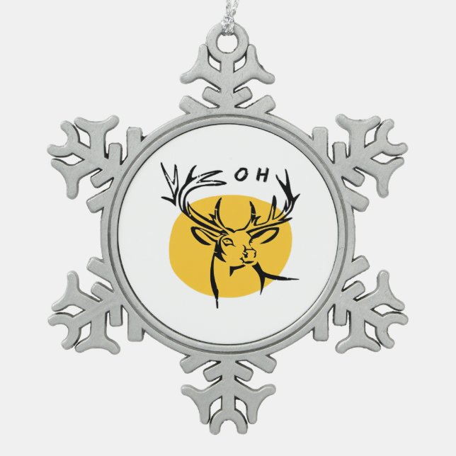 O Dear O Dear Yellow Artistic Style  Snowflake Pewter Christmas Ornament (Front)