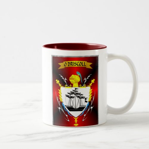 O DRISCOLL IRISH FAMILY HERALDIC SHIELDCREST Two_Tone COFFEE MUG