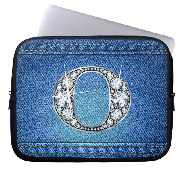 O Faux "Diamond" Denim Stitching Electronics Bag (Front)