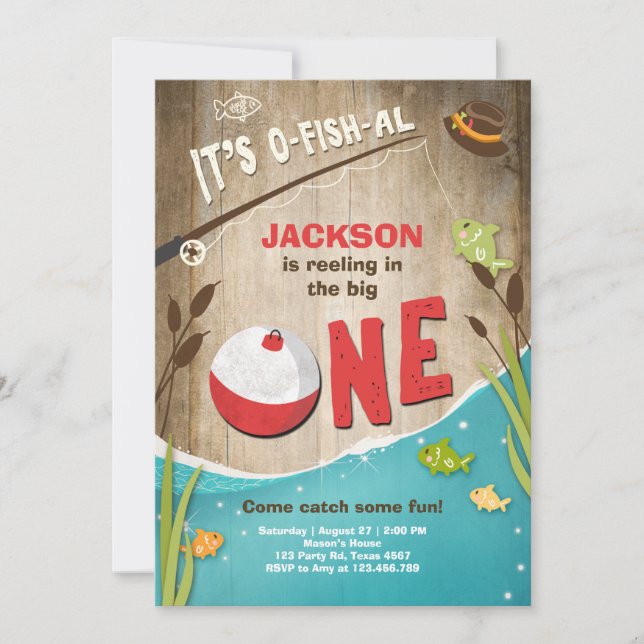 o-fish-al Fishing Birthday Invitation The big one (Front)