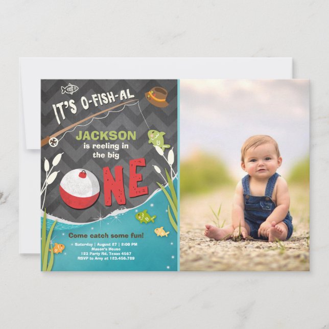 o-fish-al Fishing Birthday Invitation The big one (Front)