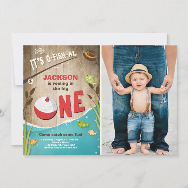 o-fish-al Fishing Birthday Invitation The big one (Front)
