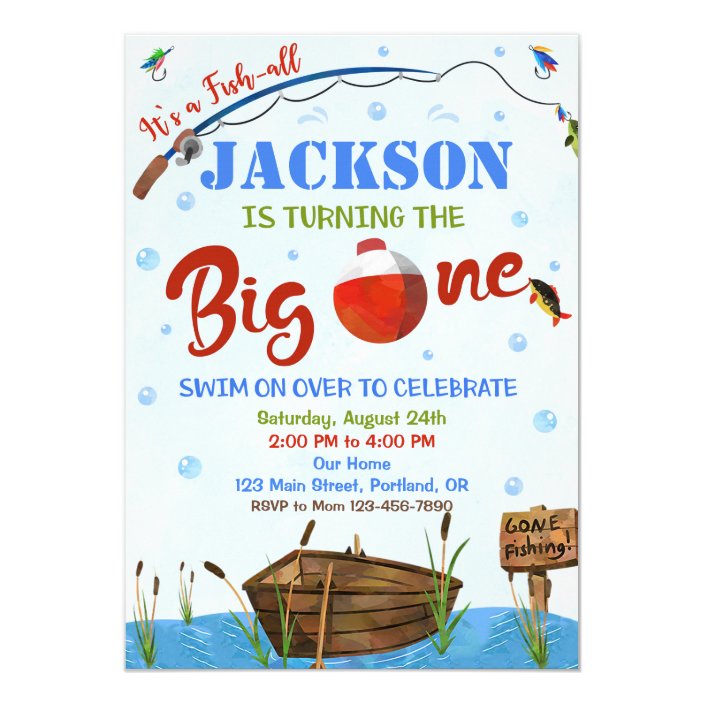 O Fish All Big One Birthday Invitation Boy Invite Zazzle Com O Fish All Big One Birthday Invitation Boy Invite Zazzle Com