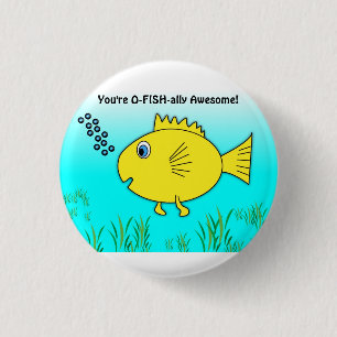O-Fish-ally Awesome Swimming Cartoon Fish Button