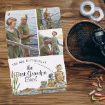 O-Fish-Ally Best Grandpa | 3 Photo Fishing Towel<br><div class="desc">Featuring a charming watercolor fishing scene of a little boy with his dad or grandfather fishing on the dock. Add three of your own photos as well. The perfect birthday, or father's day gift for any man who loves cool fishing gadgets and gear! Easily personalize this design with your own...</div>