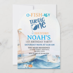 O-Fish-Ally Big One Birthday Invitation