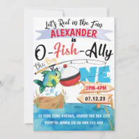 O-Fish-Ally Big One Fishing 1st Birthday Boy Invitation