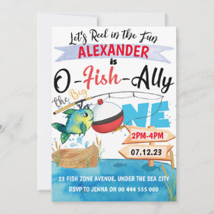 O-Fish-Ally One / Watercolor Fishing Birthday Invitations / Fish Birthday  Party - .de