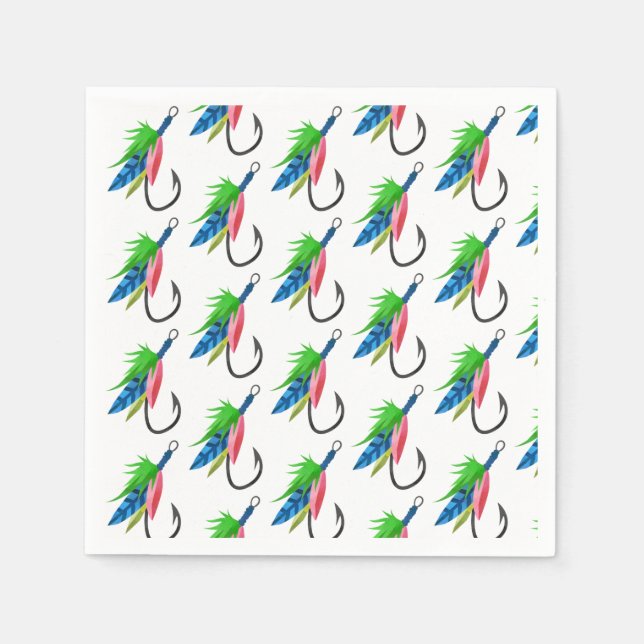 O-fish-ally birthday pattern Fisherman Pattern Napkins (Front)