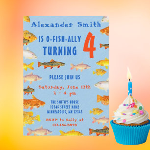 O-Fish-Ally Boys Any Birthday Fishing Invitation