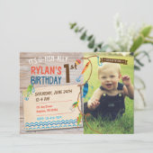 O-Fish-ally Boys First Birthday Fishing Invitation (Standing Front)