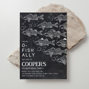 O-Fish-Ally Chalkboard Fishing Birthday Invitation