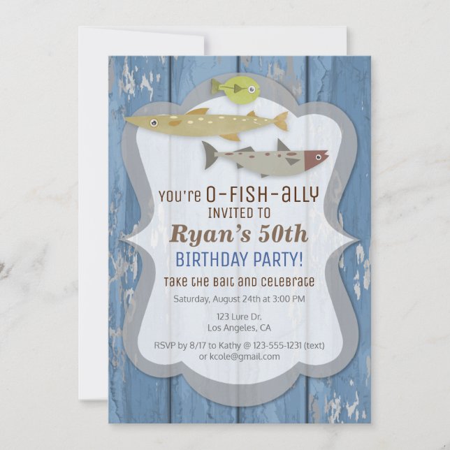 O-FISH-ALLY Fishing Birthday Party Invitation (Front)