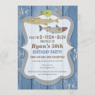 O-FISH-ALLY Fishing Birthday Party Invitation