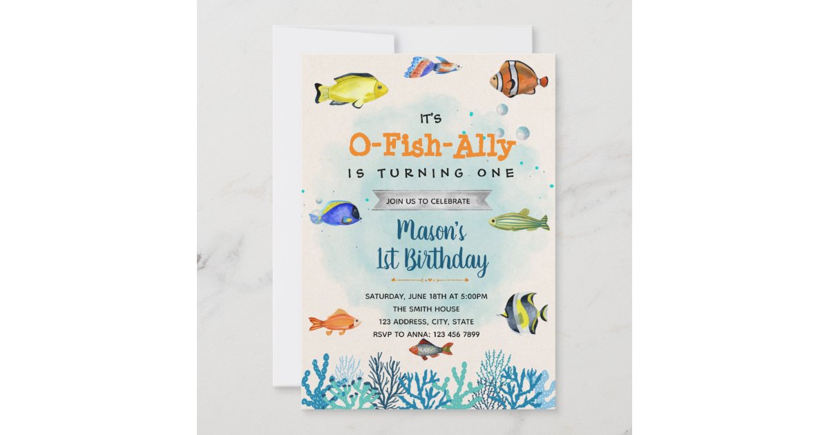 Girl Fishing O-FISH-ally Birthday Invitation