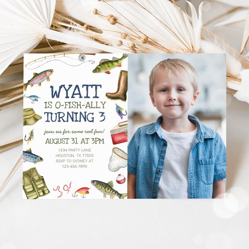 O-Fish-Ally Fishing Birthday Photo Invitation