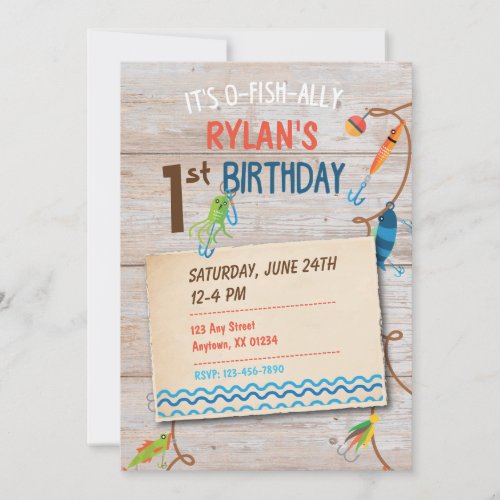 O_Fish_ally Fishing Boys First Birthday Invitation